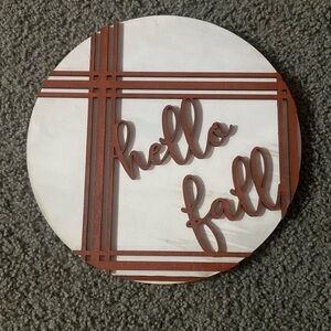 Wooden handmade hello fall sign